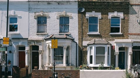Terraced houses on a residential street in London, UK